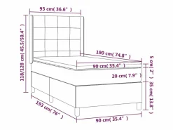Cama box spring colchón y luces LED tela azul 90x190 cm^Clicnbuy Clearance