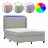 Clicnbuy Cama box spring colchón y luces LED tela gris claro 140x190 cm Best