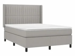 Clicnbuy Cama box spring colchón y luces LED tela gris claro 140x190 cm Best