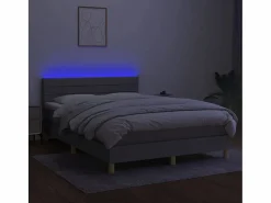 Clicnbuy Somier Tapizado|Somier - 140X190Cm|Cama box spring colchón y luces LED tela gris claro 140x190 cm