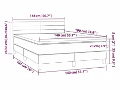 Clicnbuy Somier Tapizado|Somier - 140X190Cm|Cama box spring colchón y luces LED tela gris claro 140x190 cm