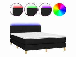 Clicnbuy Cama box spring colchón y luces LED tela negro 140x190 cm Best