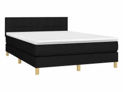 Clicnbuy Cama box spring colchón y luces LED tela negro 140x190 cm Best