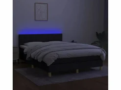 Clicnbuy Cama box spring colchón y luces LED tela negro 140x190 cm Best