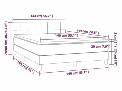 Clicnbuy Cama box spring colchón y luces LED tela negro 140x190 cm Best