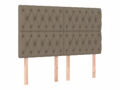 Clicnbuy Cama box spring colchón y luces LED tela gris taupe 140x200 cm Best