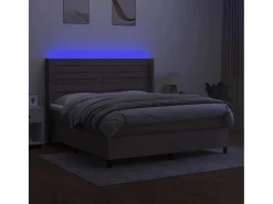 Cama box spring colchón y luces LED tela gris taupe 180x200 cm^Clicnbuy Hot
