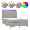 Clicnbuy Cama box spring colchón y luces LED tela gris claro 140x190 cm Outlet