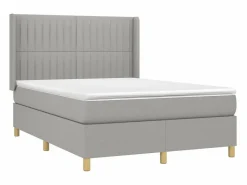 Clicnbuy Cama box spring colchón y luces LED tela gris claro 140x190 cm Outlet