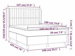 Clicnbuy Cama box spring colchón y luces LED tela gris claro 140x190 cm Outlet