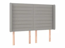 Clicnbuy Somier Tapizado|Somier - 140X190Cm|Cama box spring colchón y luces LED tela gris claro 140x190 cm