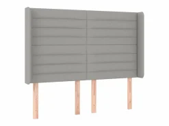 Clicnbuy Cama box spring colchón y luces LED tela gris claro 140x190 cm