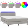 Cama box spring colchón y luces LED tela gris claro 140x190 cm^Clicnbuy Outlet