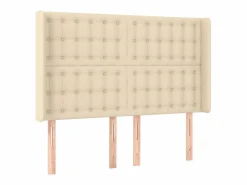 Clicnbuy Somier - 140X190Cm|Cama box spring colchón y luces LED tela crema 140x190 cm