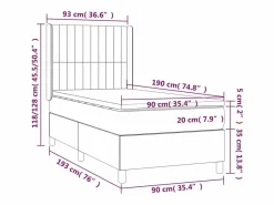 Cama box spring colchón y luces LED tela color crema 90x190 cm^Clicnbuy