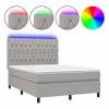 Clicnbuy Somier Tapizado|Somier - 140X190Cm|Cama box spring colchón y luces LED tela gris claro 140x190 cm