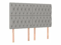 Clicnbuy Somier Tapizado|Somier - 140X190Cm|Cama box spring colchón y luces LED tela gris claro 140x190 cm