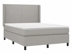 Cama box spring colchón y luces LED tela gris claro 140x190 cm^Clicnbuy Discount