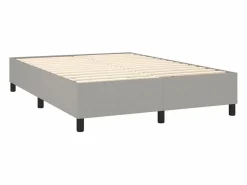 Cama box spring colchón y luces LED tela gris claro 140x190 cm^Clicnbuy Discount
