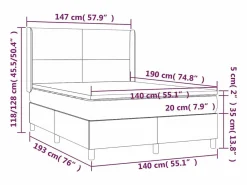 Cama box spring colchón y luces LED tela gris claro 140x190 cm^Clicnbuy Discount