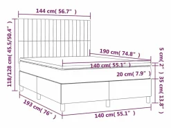 Clicnbuy Cama box spring colchón y luces LED tela crema 140x190 cm Best