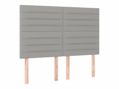 Cama box spring colchón y luces LED tela gris claro 140x190 cm^Clicnbuy Outlet