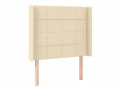 Cama box spring colchón y luces LED tela color crema 90x190 cm^Clicnbuy