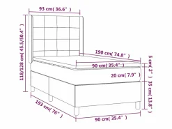 Cama box spring colchón y luces LED tela color crema 90x190 cm^Clicnbuy