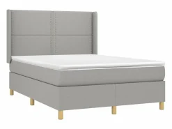 Clicnbuy Cama box spring colchón y luces LED tela gris claro 140x190 cm Hot