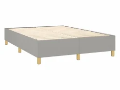 Clicnbuy Cama box spring colchón y luces LED tela gris claro 140x190 cm Hot