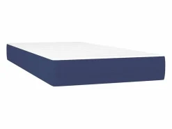 Clicnbuy Cama box spring colchón y luces LED tela azul 90x190 cm Sale