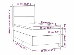 Clicnbuy Cama box spring colchón y luces LED tela azul 90x190 cm Sale