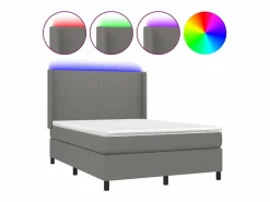 Cama box spring colchón y luces LED tela gris oscuro 140x190 cm^Clicnbuy Hot