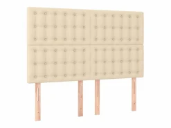Clicnbuy Somier - 140X190Cm|Cama box spring colchón y luces LED tela crema 140x190 cm