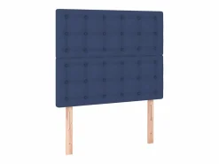Clicnbuy Cama box spring colchón y luces LED tela azul 90x190 cm