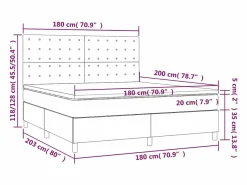 Cama box spring colchón y luces LED tela gris taupe 180x200 cm^Clicnbuy Online