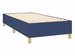Cama box spring colchón y luces LED tela azul 90x190 cm^Clicnbuy Hot