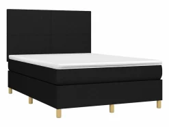 Cama box spring colchón y luces LED tela negro 140x190 cm^Clicnbuy Sale