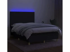 Cama box spring colchón y luces LED tela negro 140x190 cm^Clicnbuy Sale