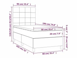 Clicnbuy Cama box spring colchón y luces LED tela azul 90x190 cm Clearance