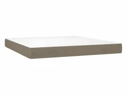 Clicnbuy Cama box spring colchón y luces LED tela gris taupe 180x200 cm Hot