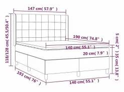 Cama box spring colchón y luces LED tela gris claro 140x190 cm^Clicnbuy Sale