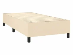 Cama box spring colchón y luces LED tela color crema 90x190 cm^Clicnbuy Discount