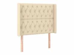 Cama box spring colchón y luces LED tela color crema 90x190 cm^Clicnbuy Discount