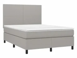 Clicnbuy Somier Tapizado|Somier - 140X190Cm|Cama box spring colchón y luces LED tela gris claro 140x190 cm