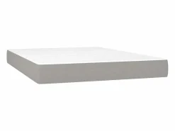 Clicnbuy Somier Tapizado|Somier - 140X190Cm|Cama box spring colchón y luces LED tela gris claro 140x190 cm