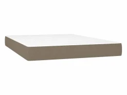 Cama box spring colchón y luces LED tela gris taupe 140x200 cm^Clicnbuy Clearance