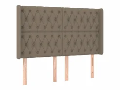 Cama box spring colchón y luces LED tela gris taupe 140x200 cm^Clicnbuy Clearance