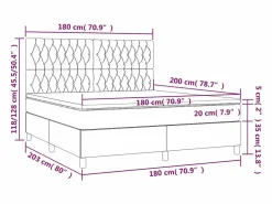 Clicnbuy Cama box spring colchón y luces LED tela gris taupe 180x200 cm Outlet