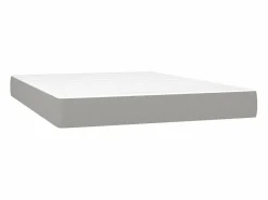 Clicnbuy Cama box spring colchón y luces LED tela gris claro 140x190 cm Hot
